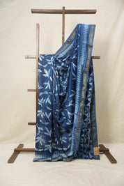 Blue HBP Cotton Silk Saree With Maheshwari Border - SRBCSS1260