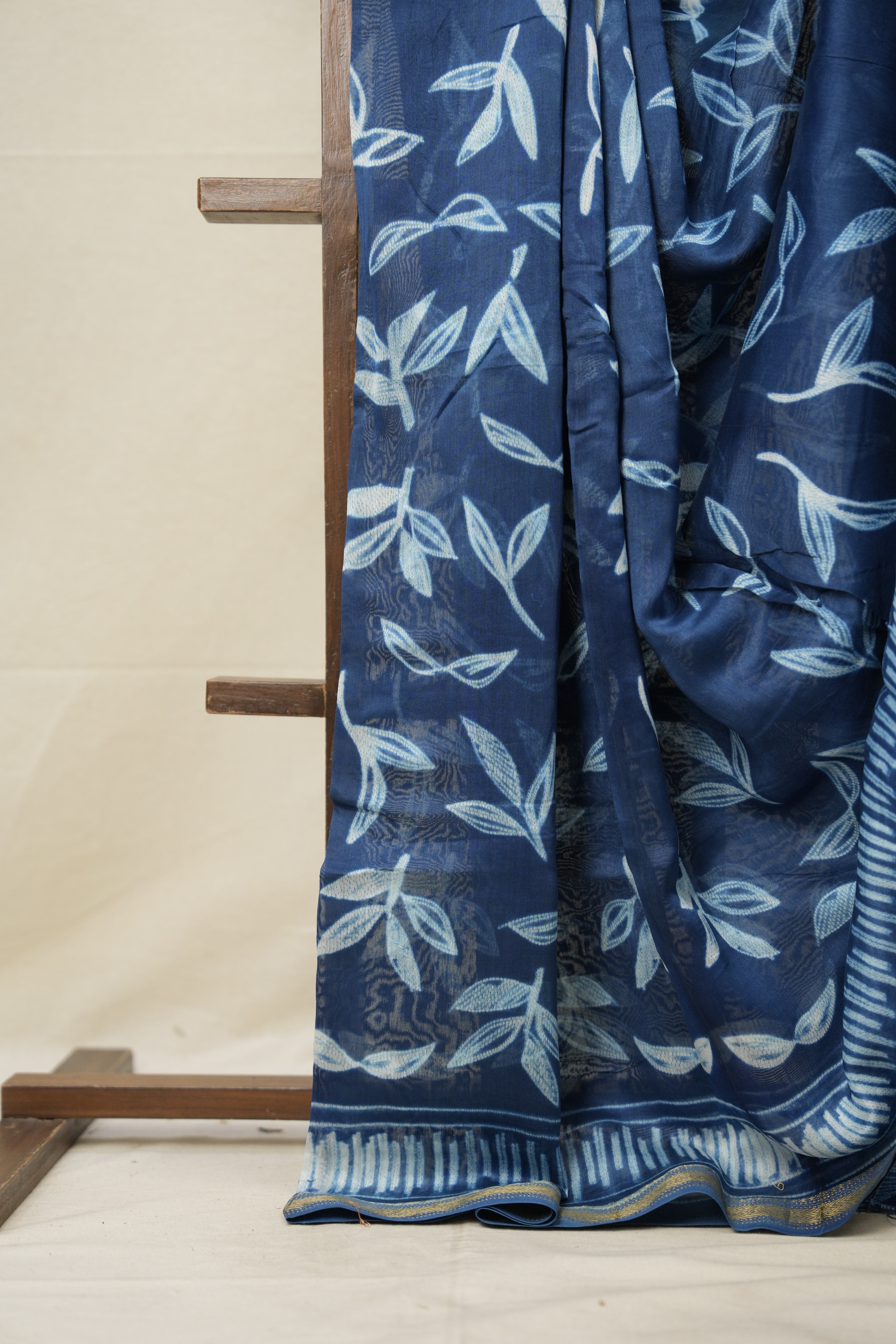 Blue HBP Cotton Silk Saree With Maheshwari Border - SRBCSS1260