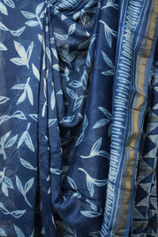 Blue HBP Cotton Silk Saree With Maheshwari Border - SRBCSS1260