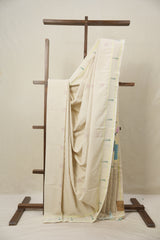 Ivory Cream Cotton Paithani Saree - SRICCPS695