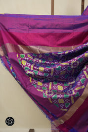 White Purple Pochampalli Silk Ikat Saree - SRWPPSIS300