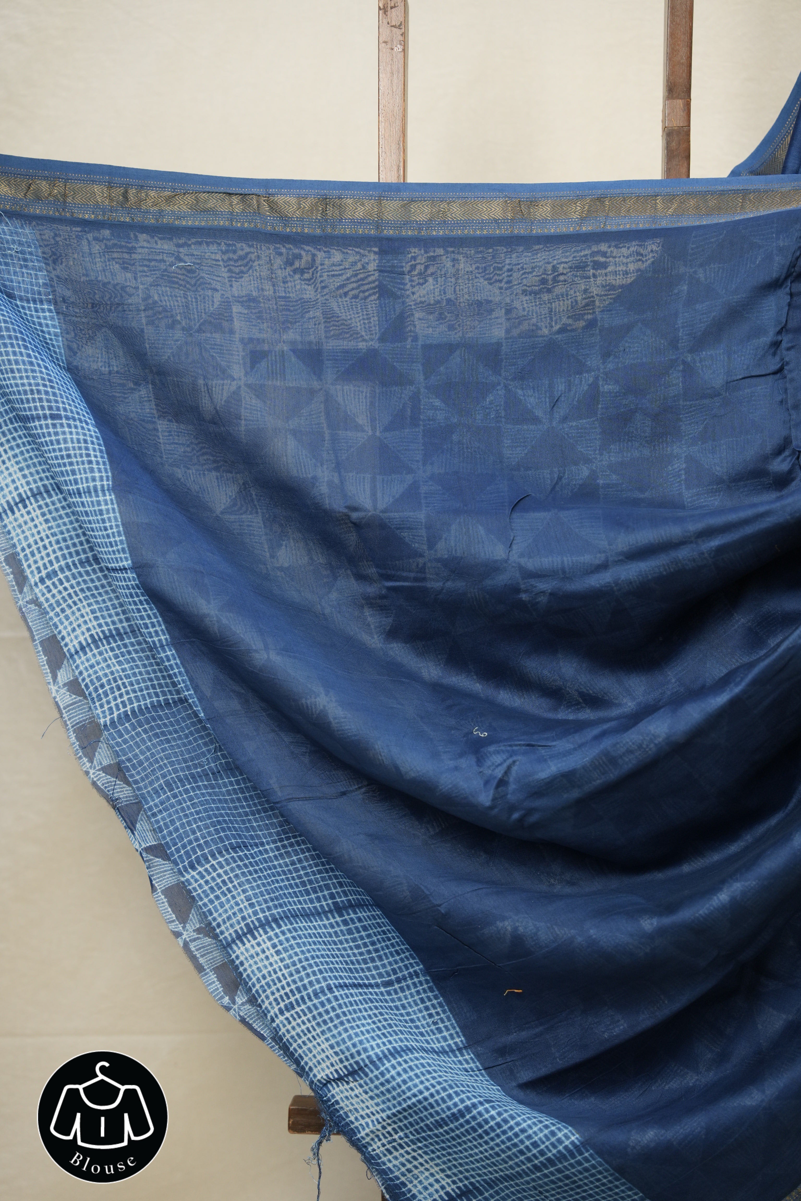 Blue HBP Cotton Silk Saree With Maheshwari Border - SRBCSS1260
