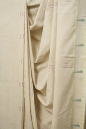 Ivory Cream Cotton Paithani Saree - SRICCPS695