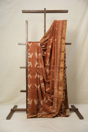 Brown HBP Cotton Silk Saree With Maheshwari Border - SRBCSS1265