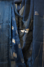 Peacock Blue Tissue Banarasi Silk Saree - SRPBTBSS003