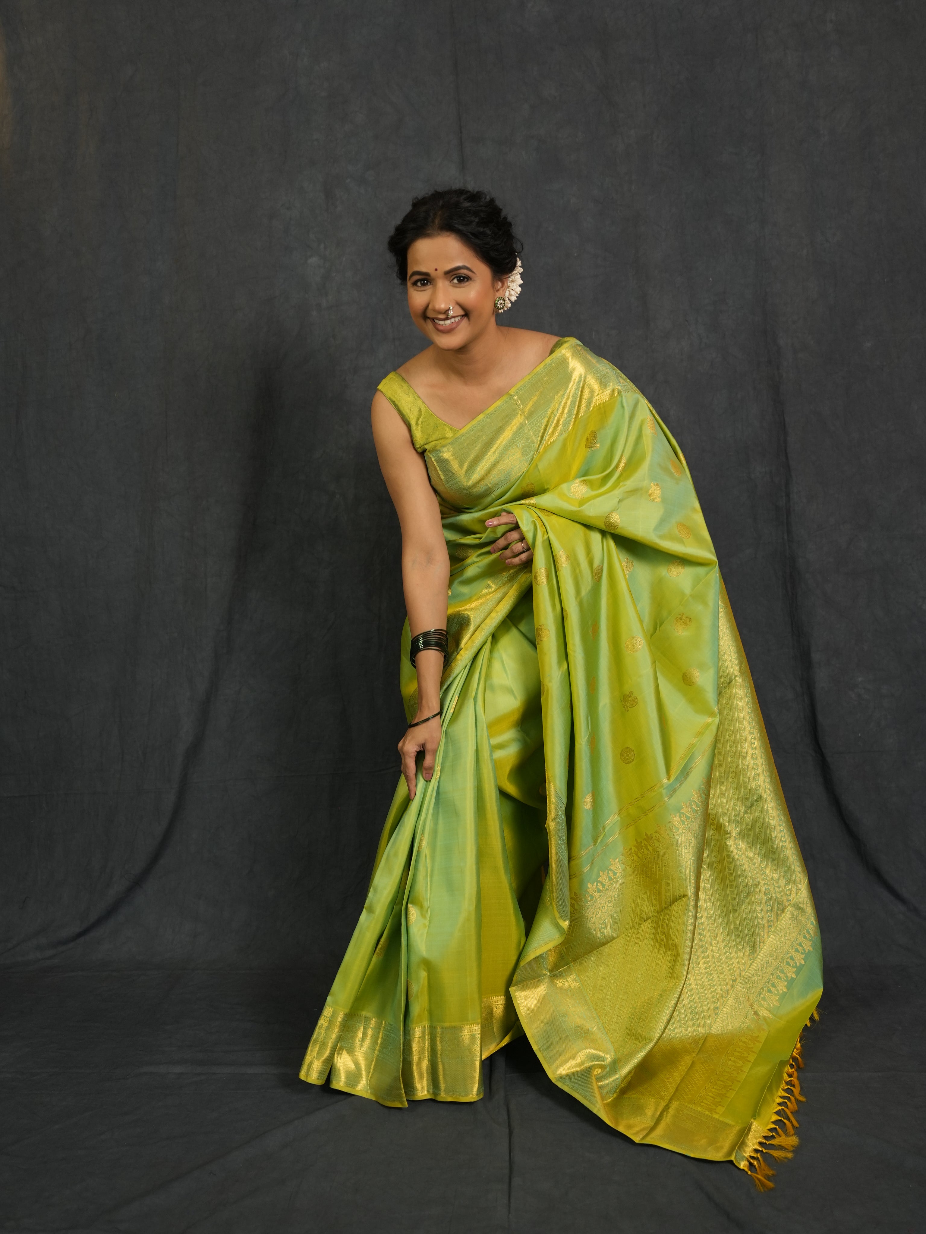 Pista Green Kanjivaram Silk Saree - SRPGKSS1006