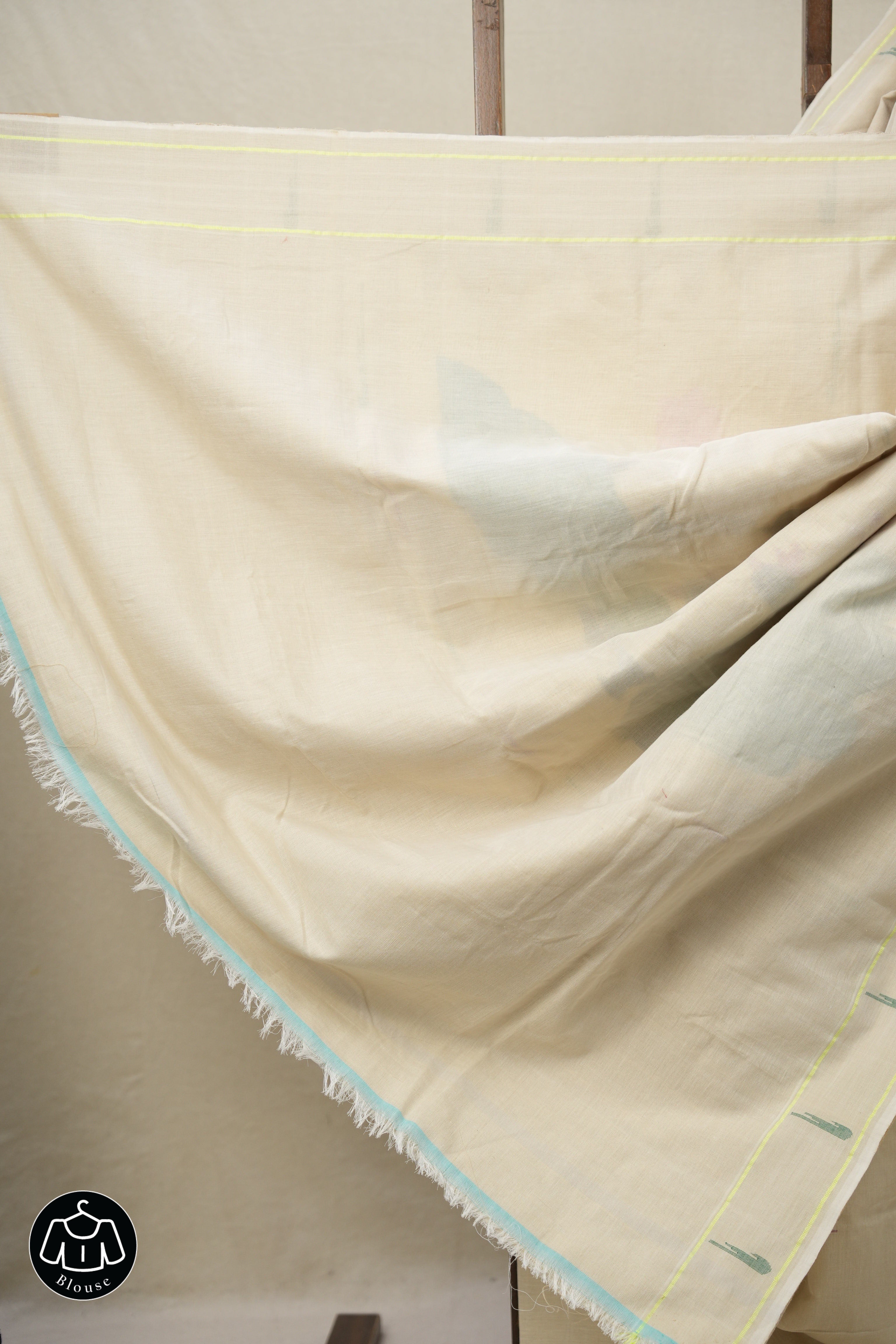Ivory Cream Cotton Paithani Saree - SRICCPS695