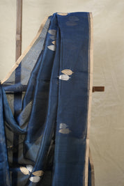 Peacock Blue Tissue Banarasi Silk Saree - SRPBTBSS003