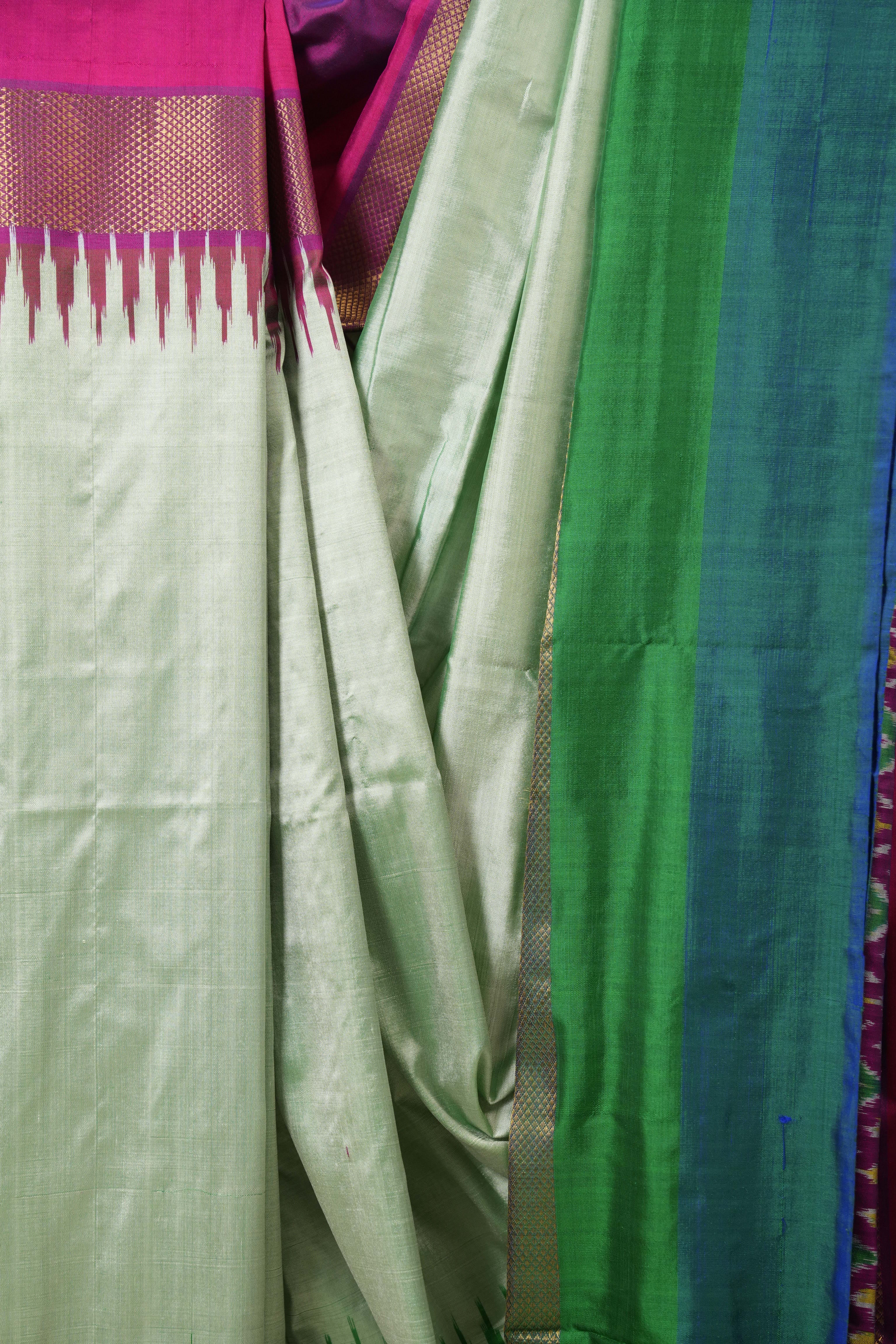 Mint Green Pochampalli Silk Ikat Saree - SRMGPSIS299
