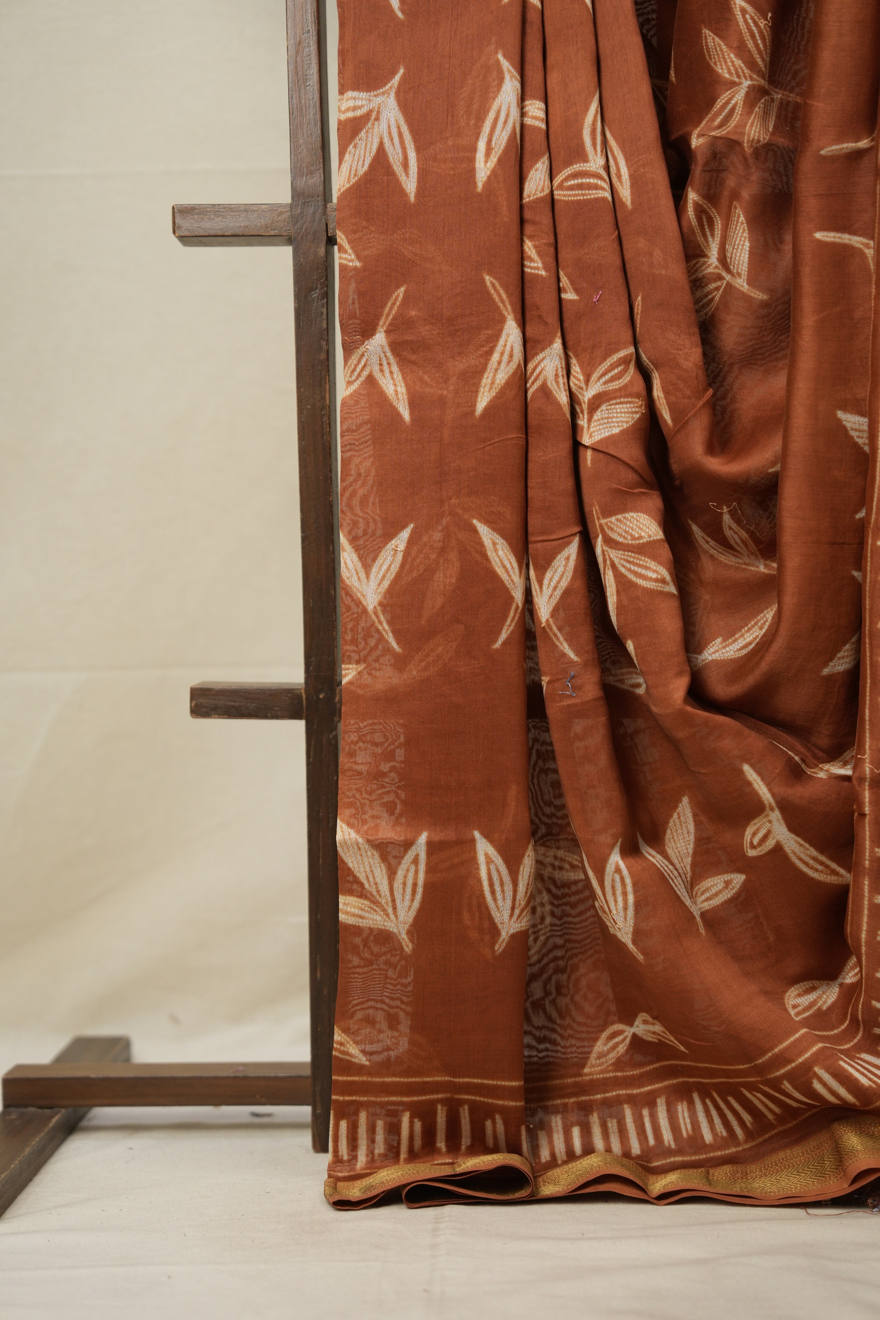 Brown HBP Cotton Silk Saree With Maheshwari Border - SRBCSS1265