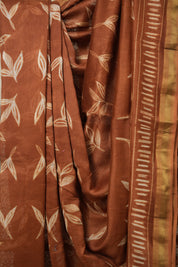 Brown HBP Cotton Silk Saree With Maheshwari Border - SRBCSS1265