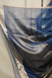 Peacock Blue Tissue Banarasi Silk Saree - SRPBTBSS003