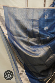 Peacock Blue Tissue Banarasi Silk Saree - SRPBTBSS003