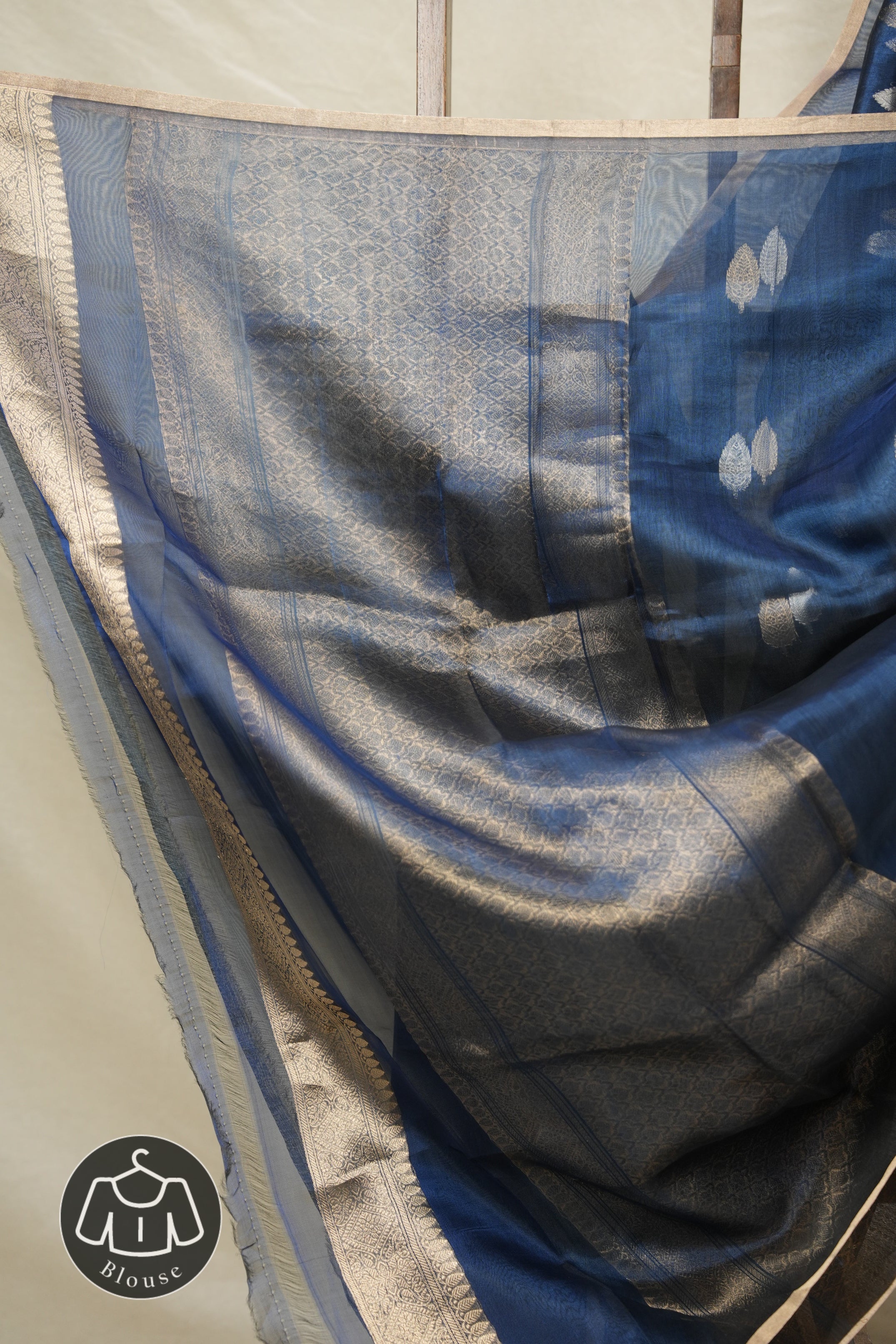 Peacock Blue Tissue Banarasi Silk Saree - SRPBTBSS003