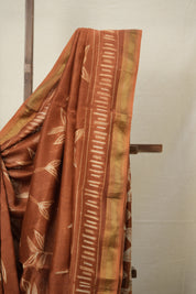 Brown HBP Cotton Silk Saree With Maheshwari Border - SRBCSS1265