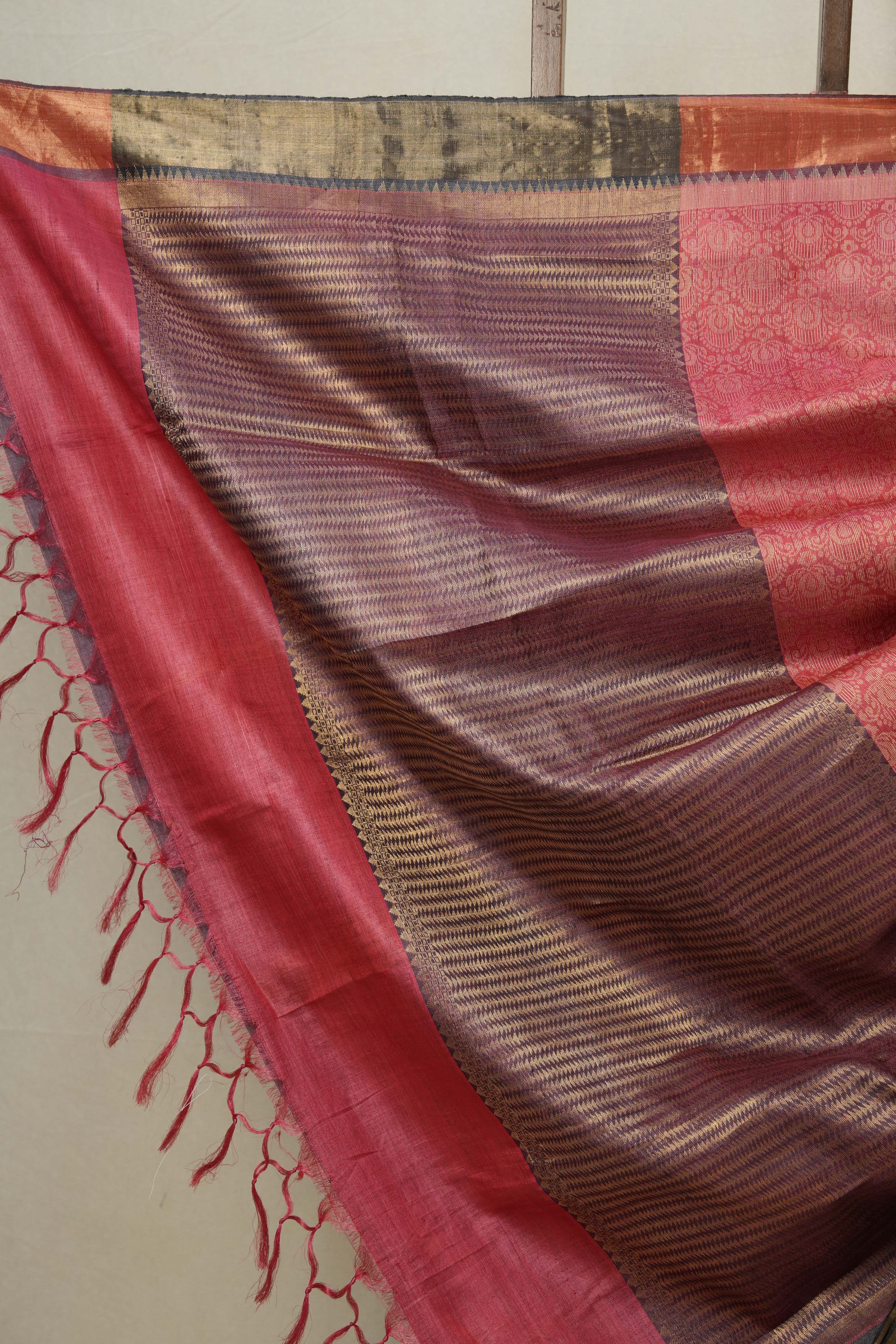 Pink Kosa Tussar Silk Saree - SRPKTSS759