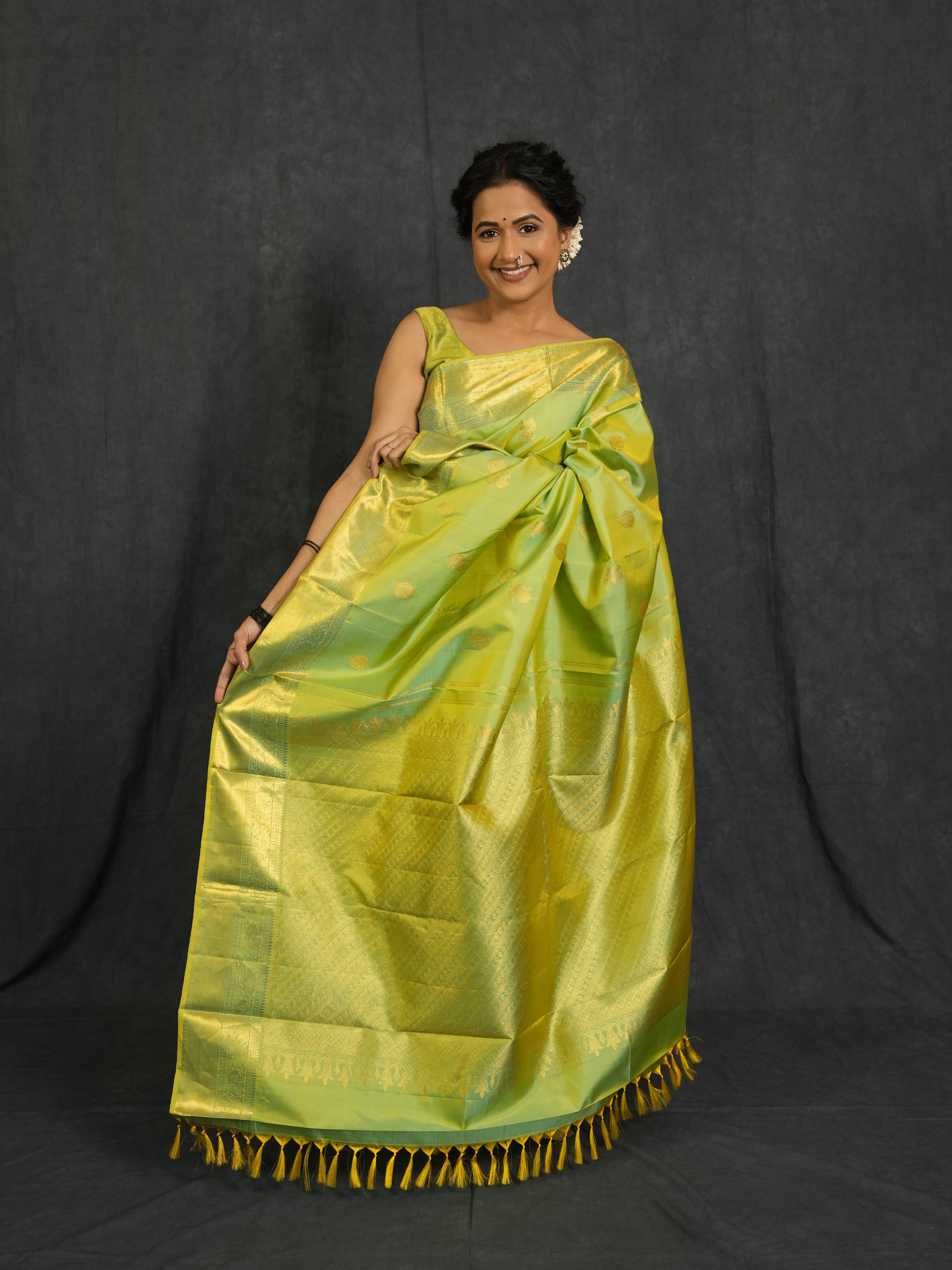 Pista Green Kanjivaram Silk Saree - SRPGKSS1006