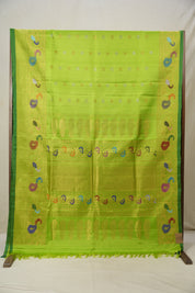 Neon Green Gadwal Silk Saree - SRNGGSS610