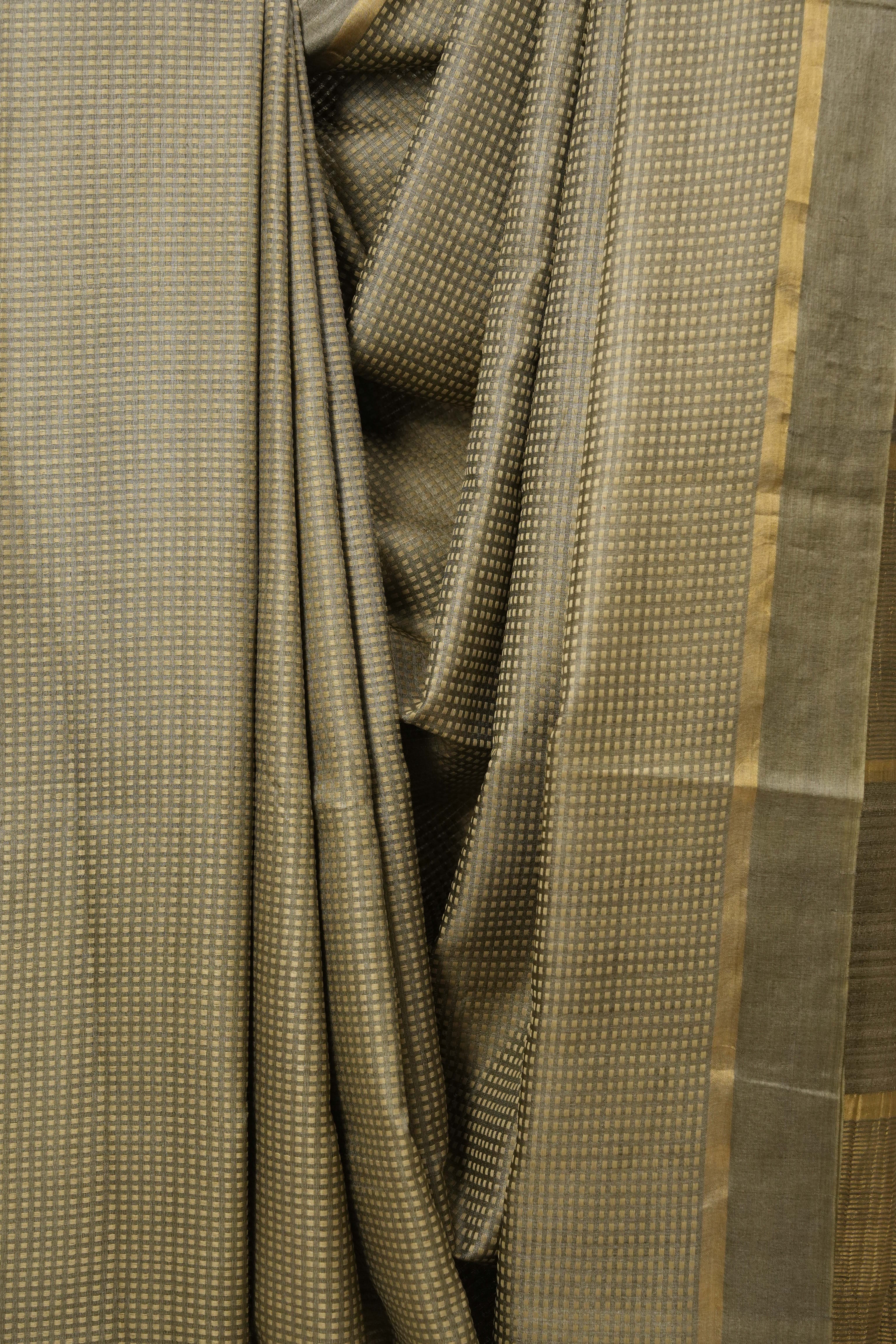 Sand Brown Tussar Silk Saree - SRSBTSS1504