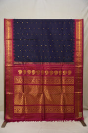 Navy Blue Gadwal Silk Saree - SRNBGSS546