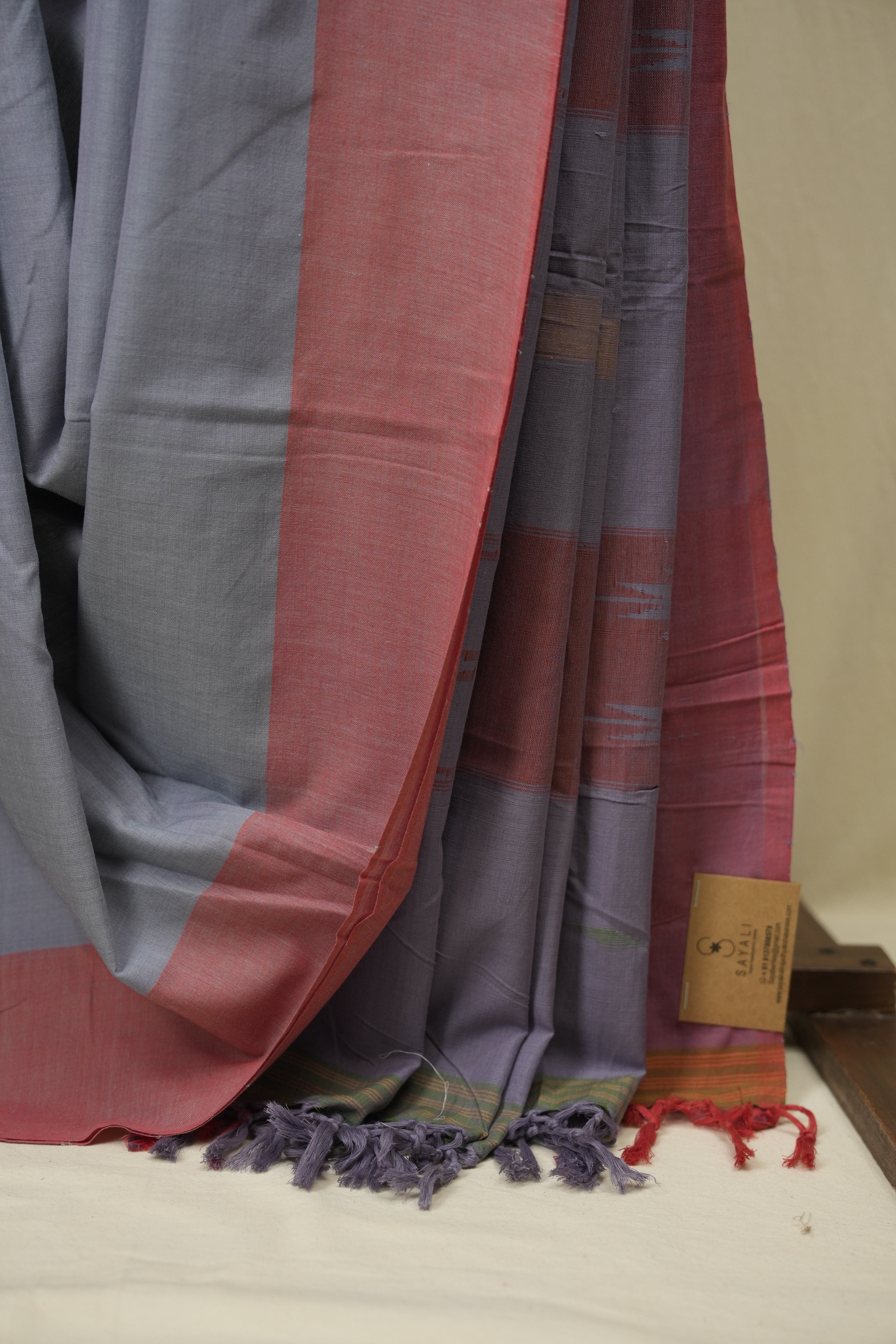 Powder Blue Cotton IIkal Saree - SRPBCIS1146