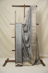 Grey Banarasi Silk Saree - SRGBSS856
