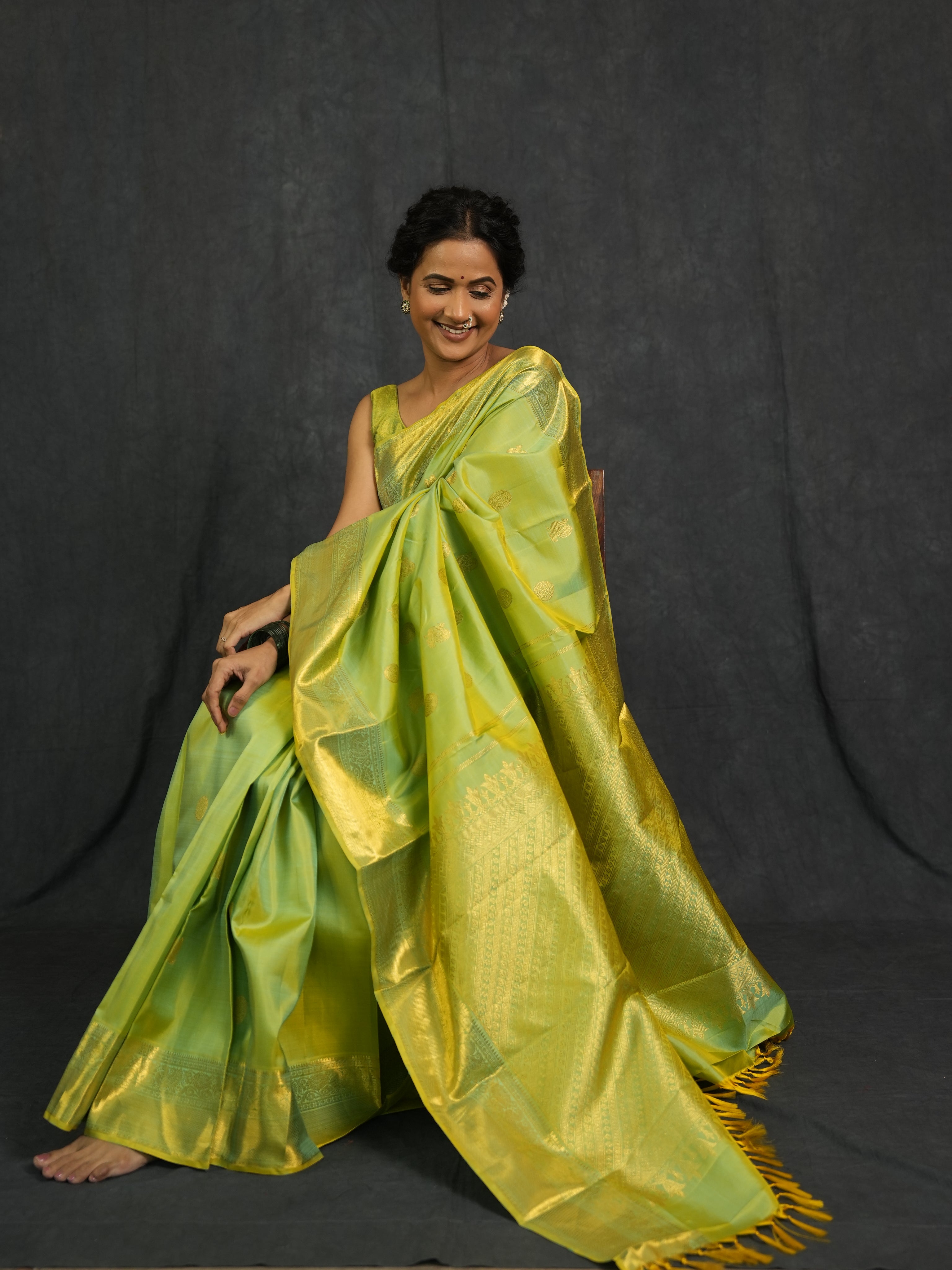 Pista Green Kanjivaram Silk Saree - SRPGKSS1006