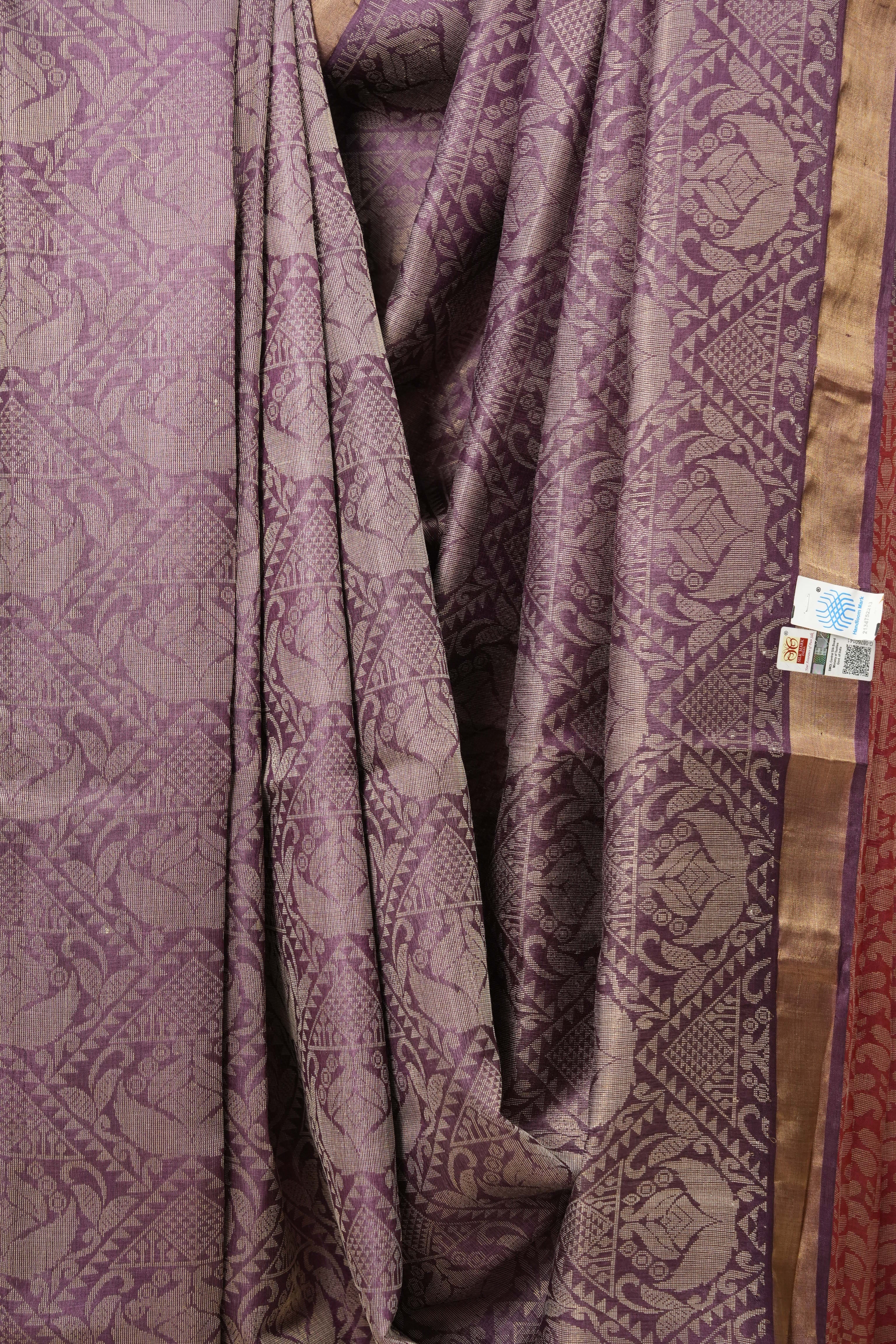 Purple Kosa Tussar Silk Saree - SRPKTSS754