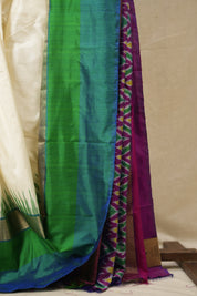 Pearl White Pochampalli Silk Ikat Saree - SRPWPSIS306