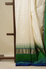 Pearl White Pochampalli Silk Ikat Saree - SRPWPSIS306