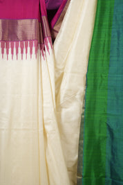 Pearl White Pochampalli Silk Ikat Saree - SRPWPSIS306