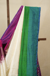 Pearl White Pochampalli Silk Ikat Saree - SRPWPSIS306