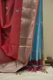 Sky Blue Maheshwari Saree - SRSBMS1179