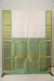 Beige White Gadwal Silk Saree - SRBWGSS602