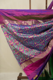 Pearl White Pochampalli Silk Ikat Saree - SRPWPSIS306