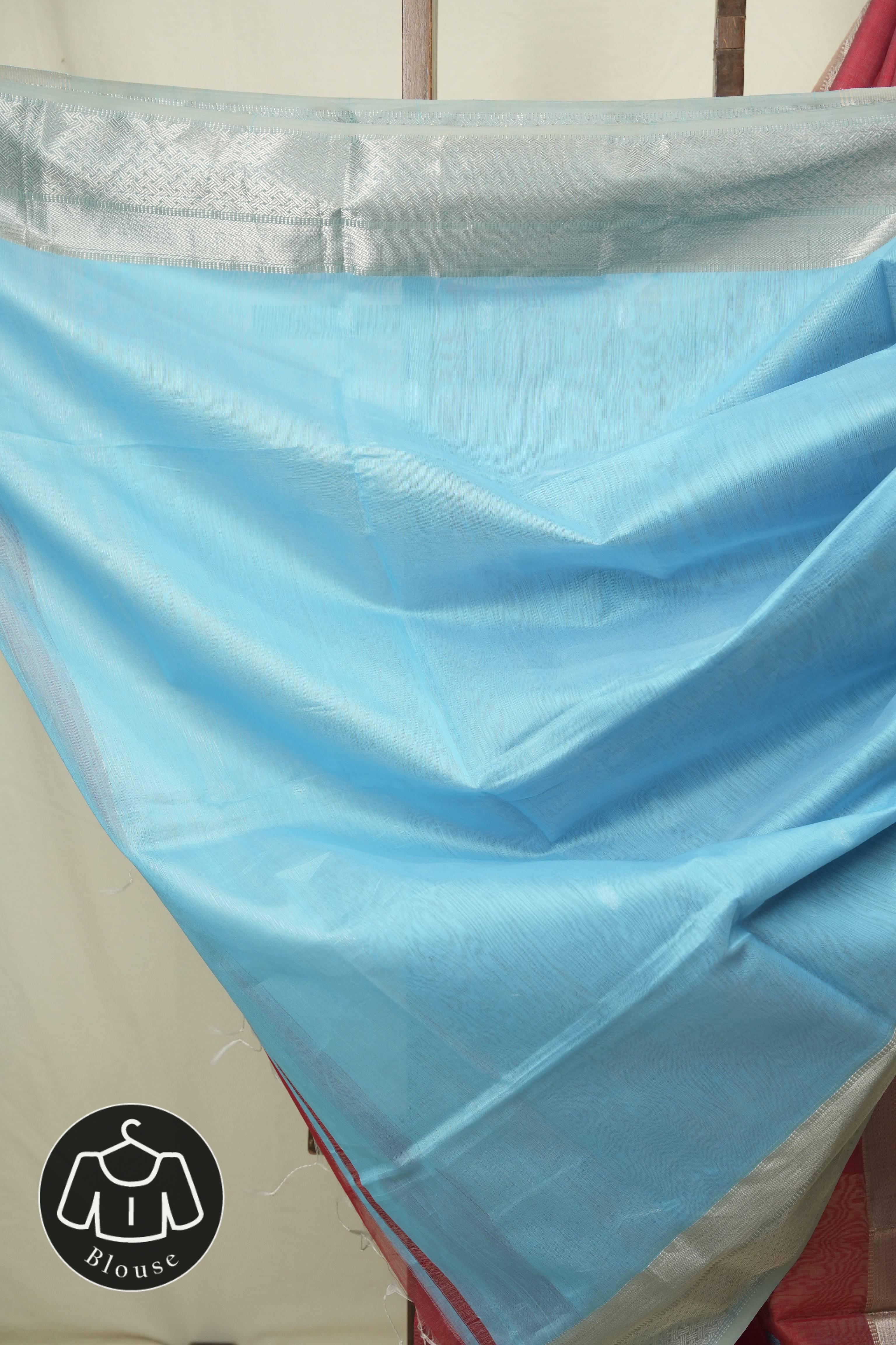 Sky Blue Maheshwari Saree - SRSBMS1179