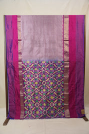 White Purple Pochampalli Silk Ikat Saree - SRWPPSIS300