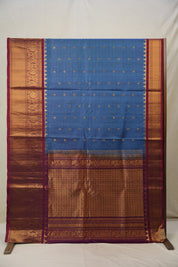 Blue Maroon Gadwal Silk Saree - SRBMGSS615
