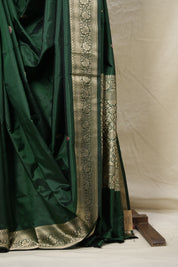 Bottle Green Banarasi Silk Saree - SRBGBSS853