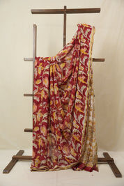 Red HBP Chiffon Saree - SRRHCS24