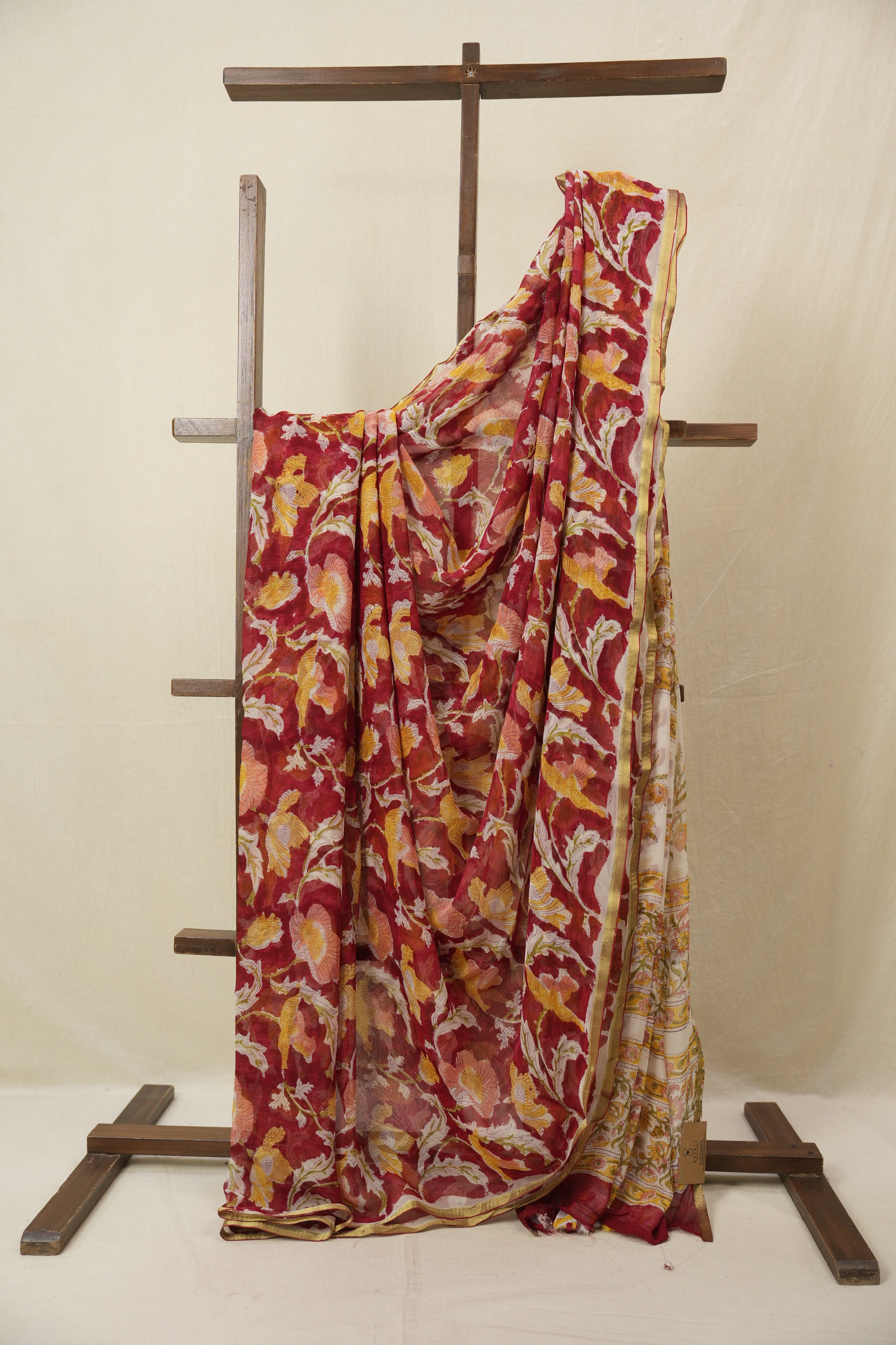 Red HBP Chiffon Saree - SRRHCS24