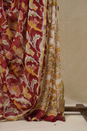 Red HBP Chiffon Saree - SRRHCS24