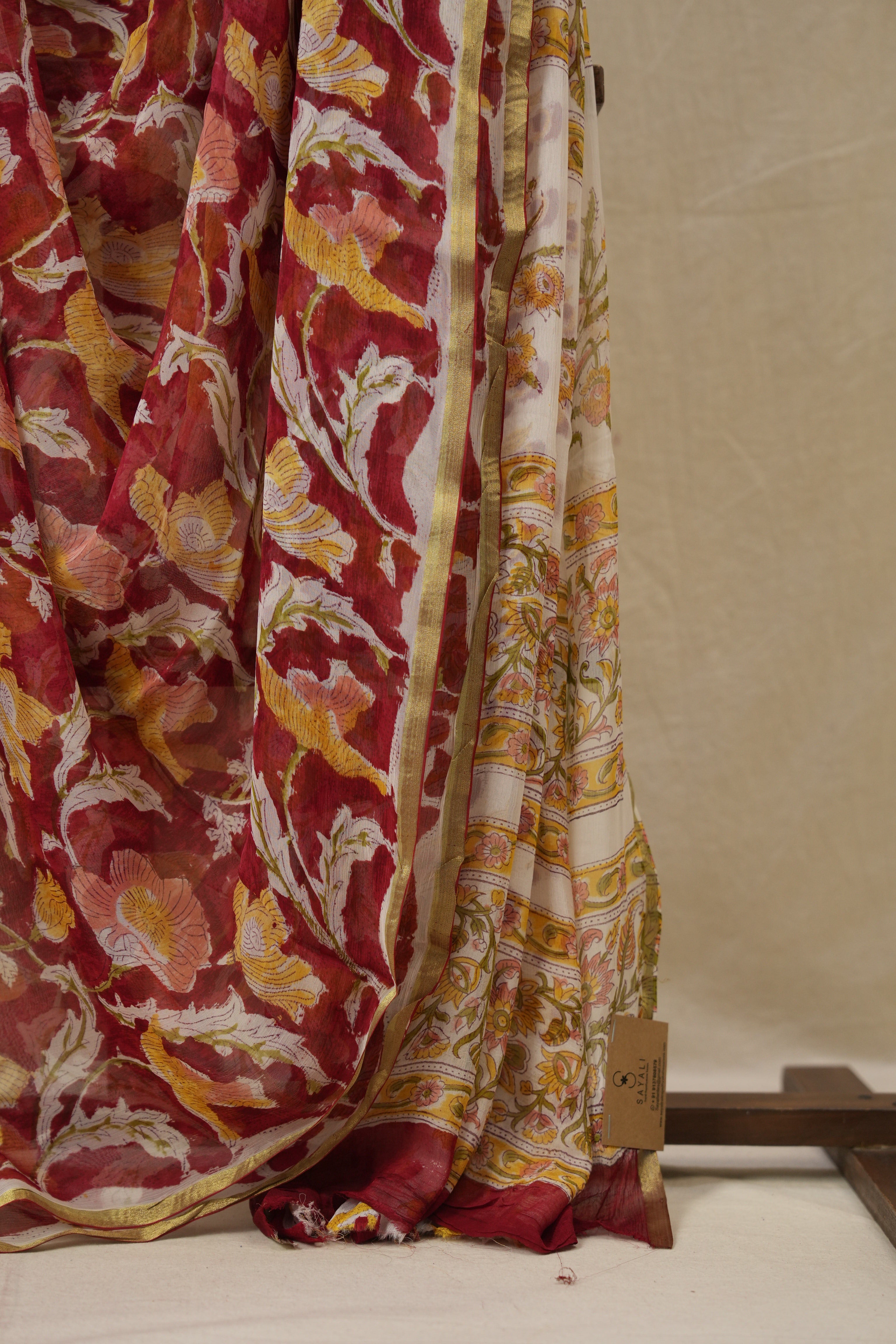 Red HBP Chiffon Saree - SRRHCS24