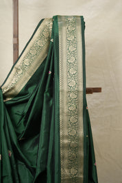 Bottle Green Banarasi Silk Saree - SRBGBSS853