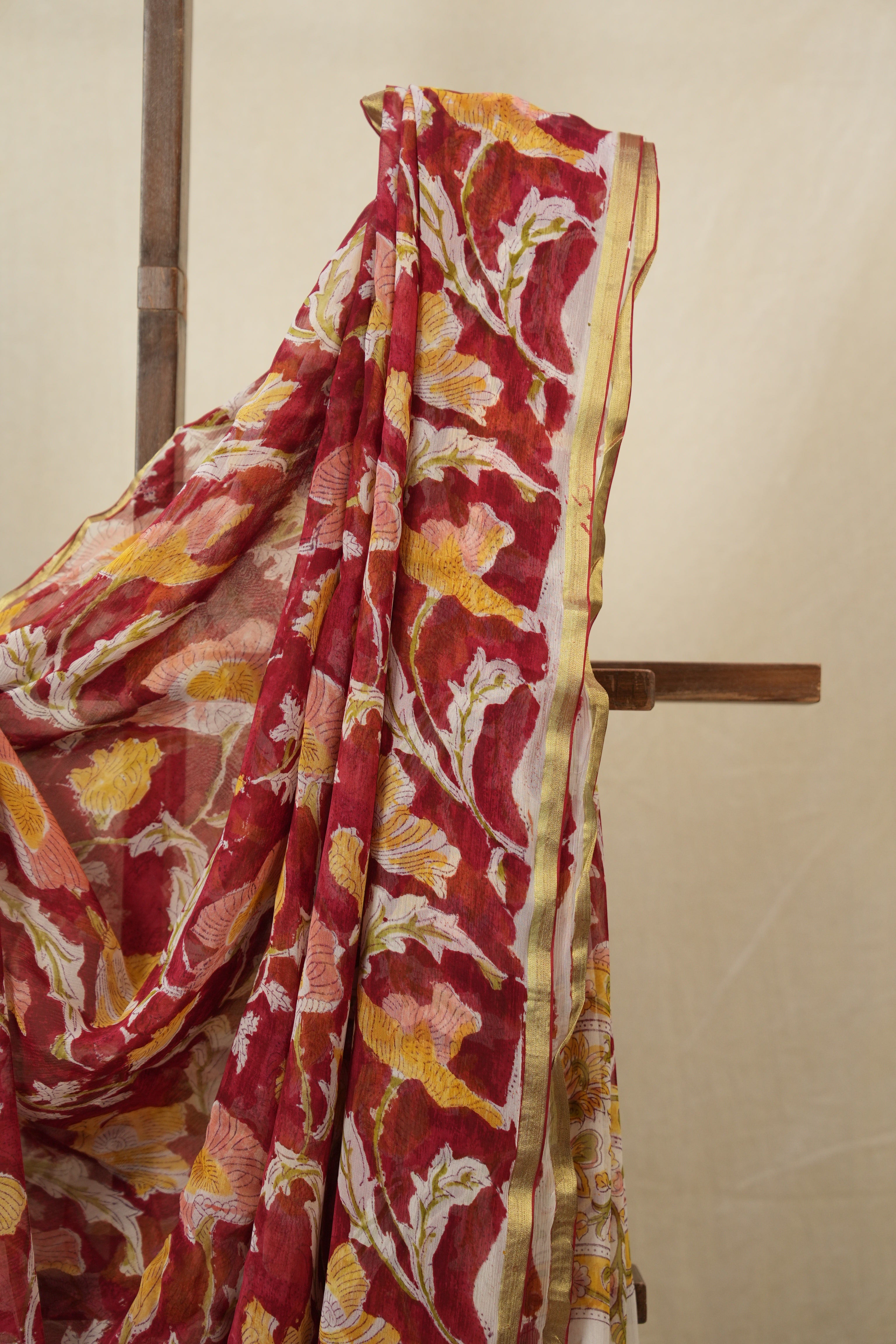 Red HBP Chiffon Saree - SRRHCS24