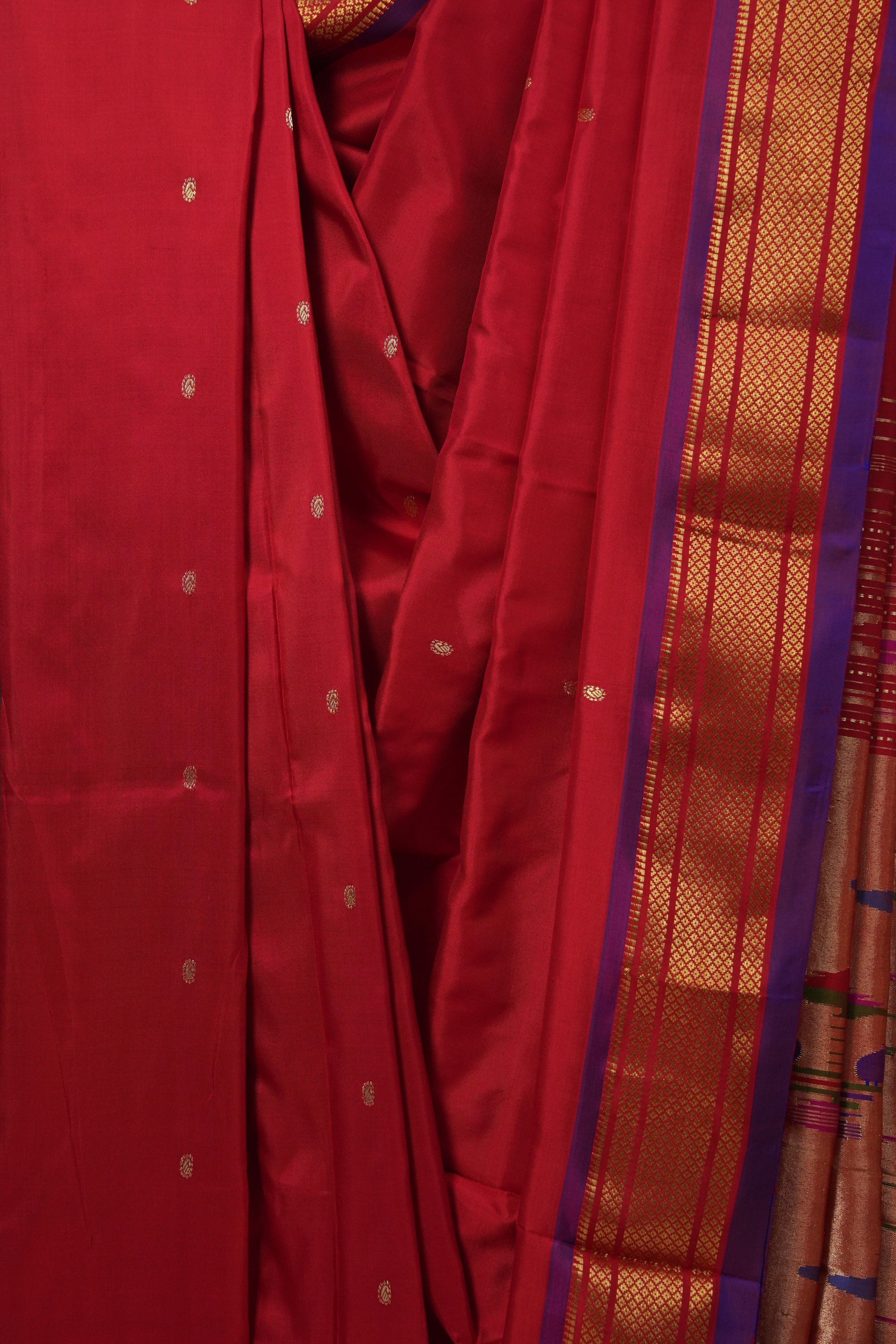 Red Silk Paithani Saree-SRRSPS545