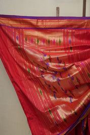 Red Silk Paithani Saree-SRRSPS545