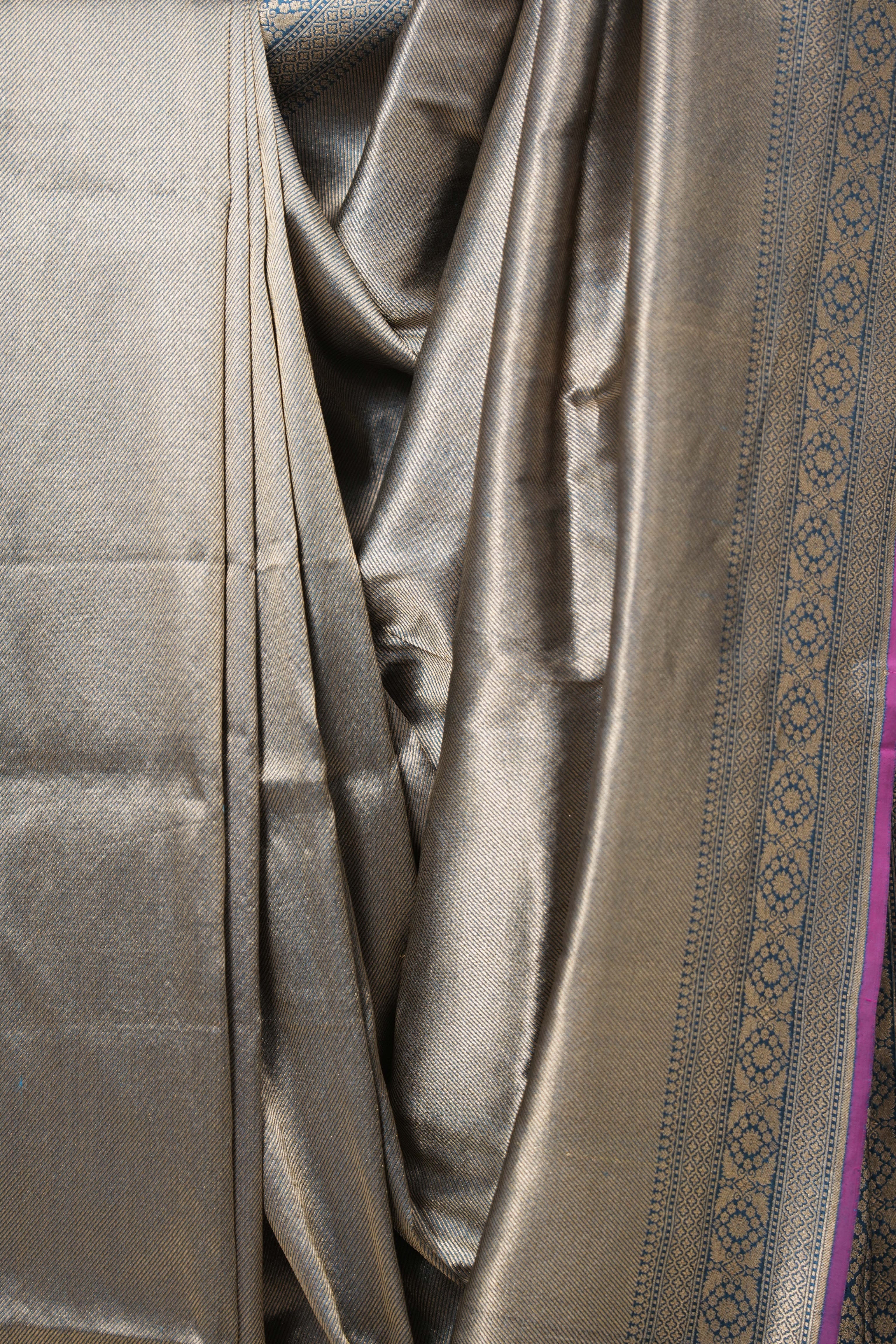 Golden Blue Banarasi Silk Saree - SRGBBSS842