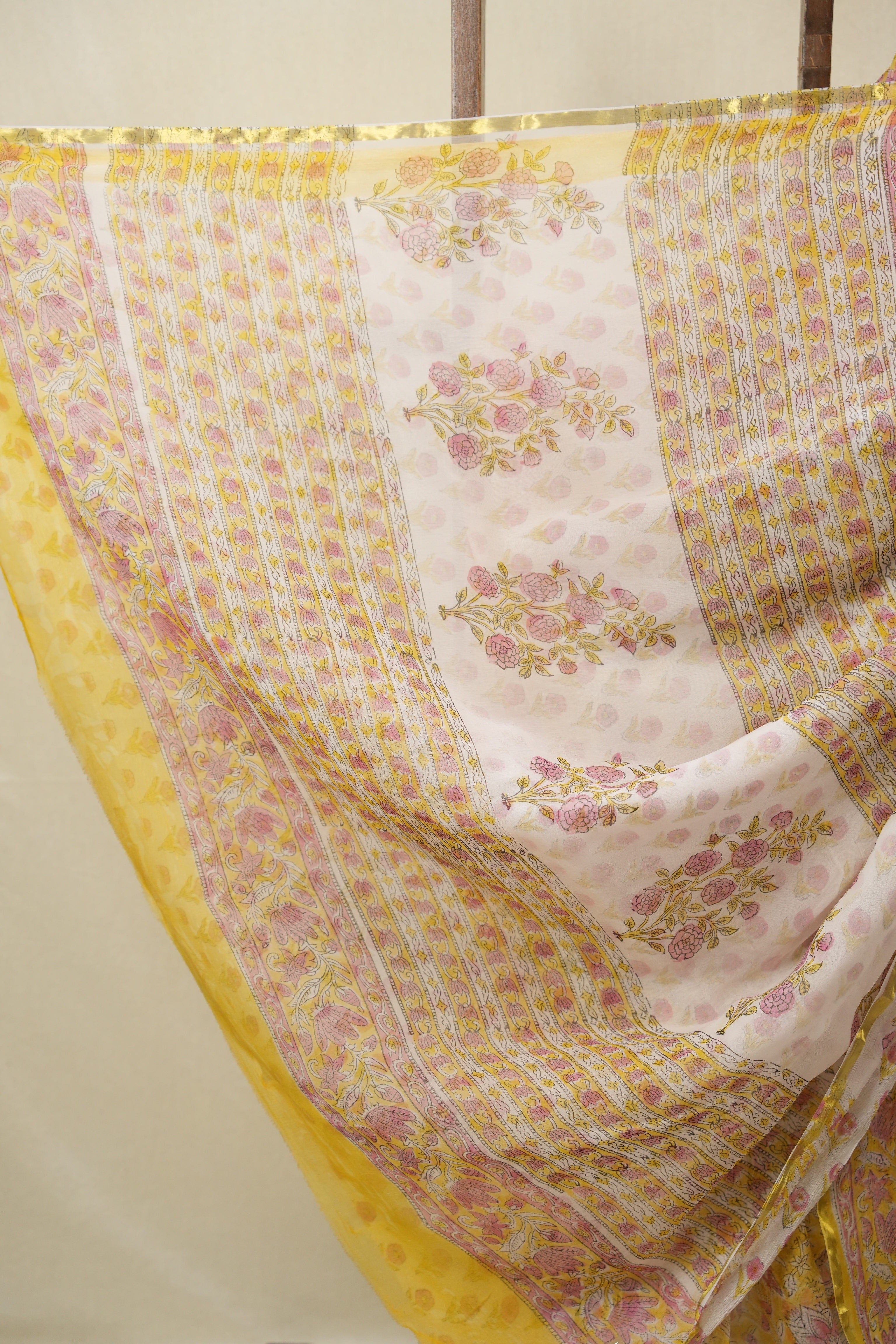 Yellow HBP Chiffon Saree - SRYHCS22