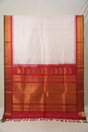 White Gadwal Silk Saree - SRWGSS601